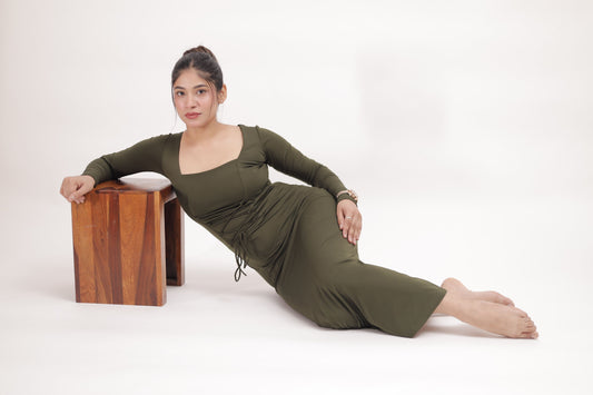 KRICKEE OLIVE COTTAGE DRESS